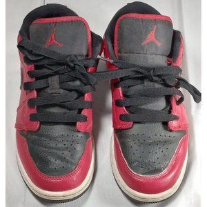 NIKE AIR JORDAN 1 LOW  (GS)  SIZE 4Y 553560-605  RED-BLACK-WHITE